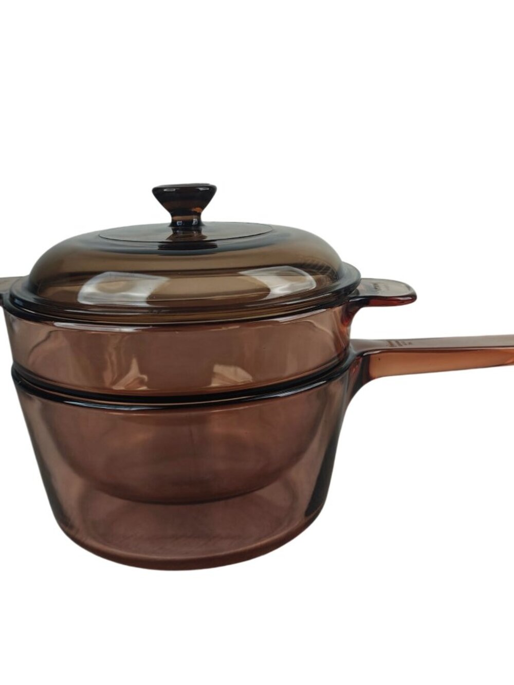 Corning Vision Amber Double Boiler Pot 1.5L & Lid w/ V 20 B Insert Vintage USA